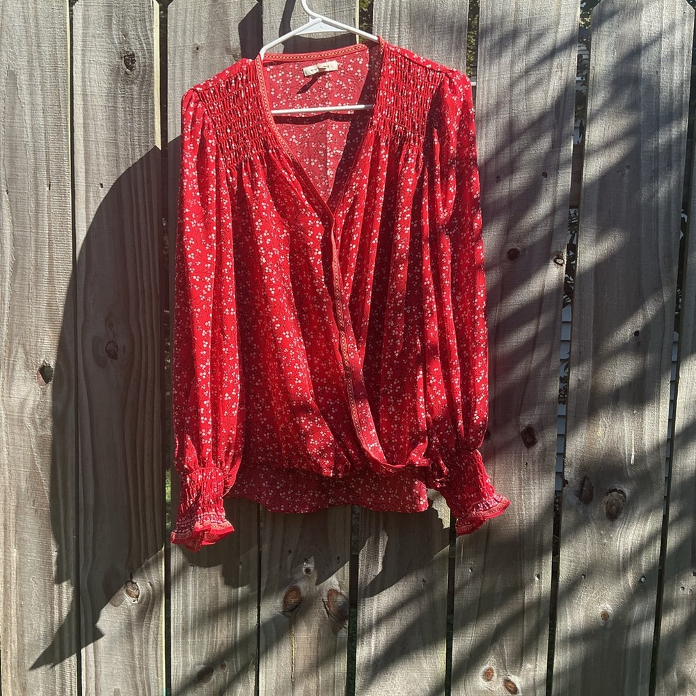 Max Studio Red Floral Women's Top